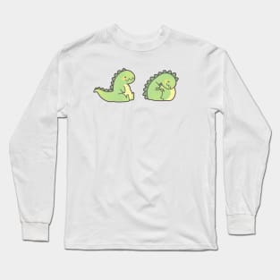 Cute Chubby Sleepy Dragon - Green Long Sleeve T-Shirt